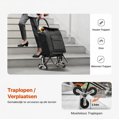 Opvouwbare Boodschappentrolley met Trapondersteuning – 35L