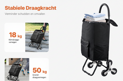 Opvouwbare Boodschappentrolley met Trapondersteuning – 35L