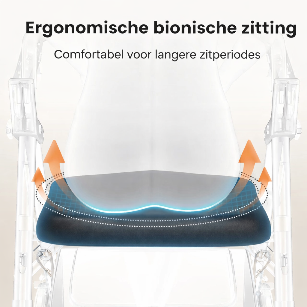 Opvouwbare Rollator met Zitje – Aluminium – 8 Inch Wielen