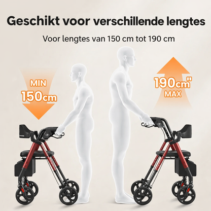 Opvouwbare Rollator met Zitje – Aluminium – 8 Inch Wielen